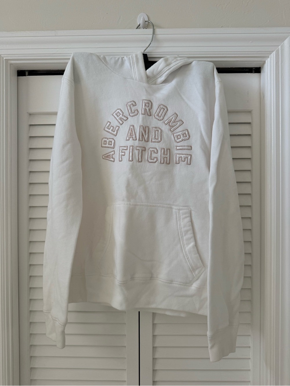 Abercrombie & Fitch Cream Embroidered Logo Hoodie
